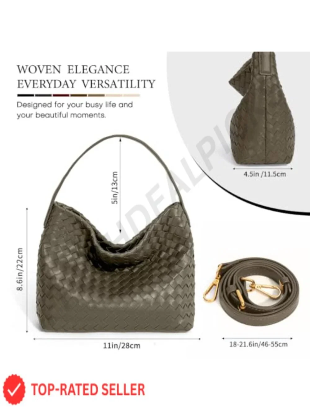 Woven Tote Bag for Women Designer Shoulder Handbag Leather Top Handle Hobo